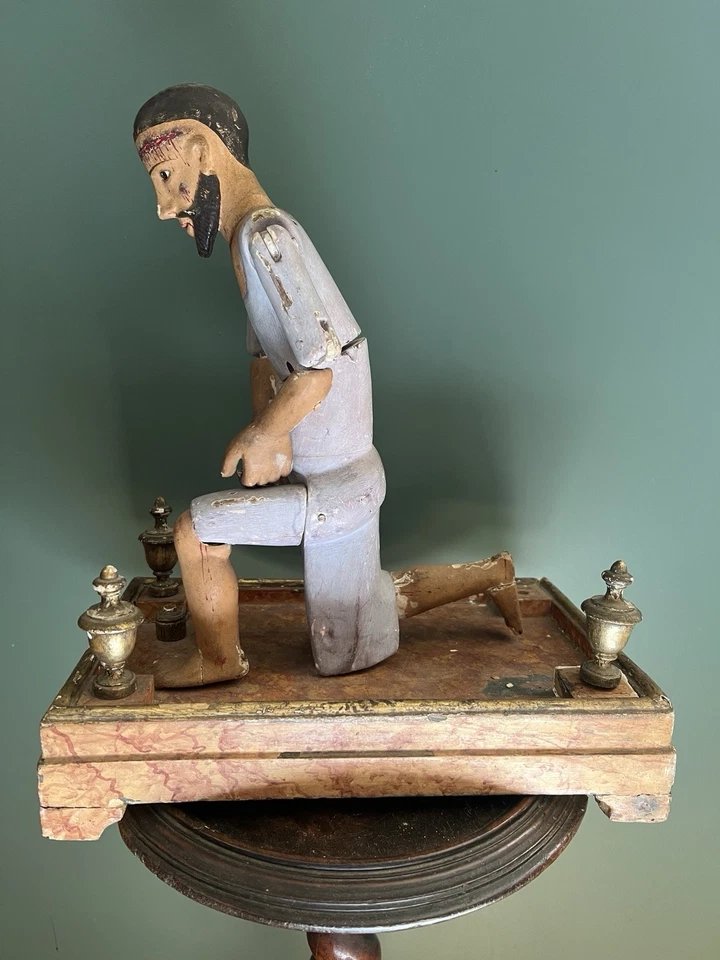 Capipote Christ Pénitent Bois Polychrome Catalogne Espagne XIXe Mannequin Articulé