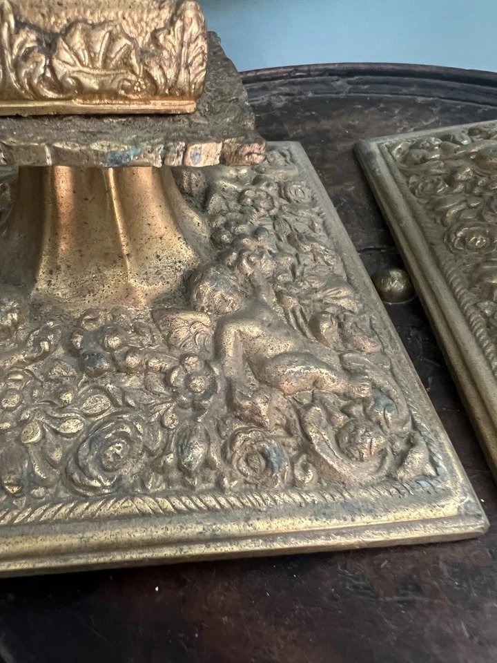 Pair Of "a La Financière" Candleholders, Bronze, 19th Century-photo-1