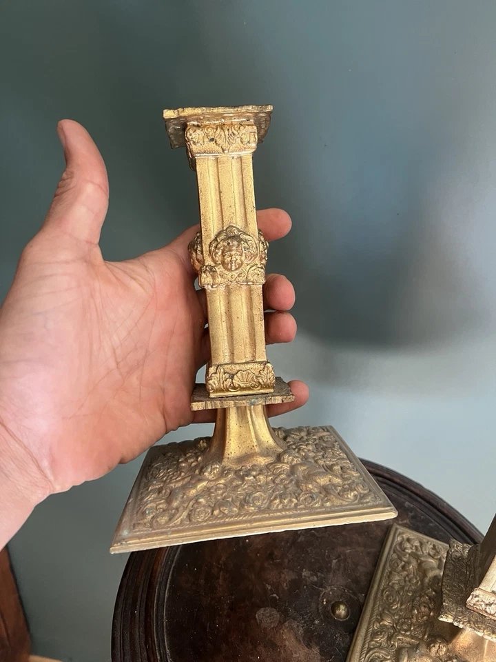 Pair Of "a La Financière" Candleholders, Bronze, 19th Century-photo-5