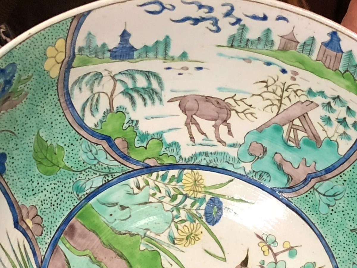 Coupe Porcelaine de Chine Famille Verte Wangsai Emaux sur Couverte Monture Bronze XIXe -photo-2