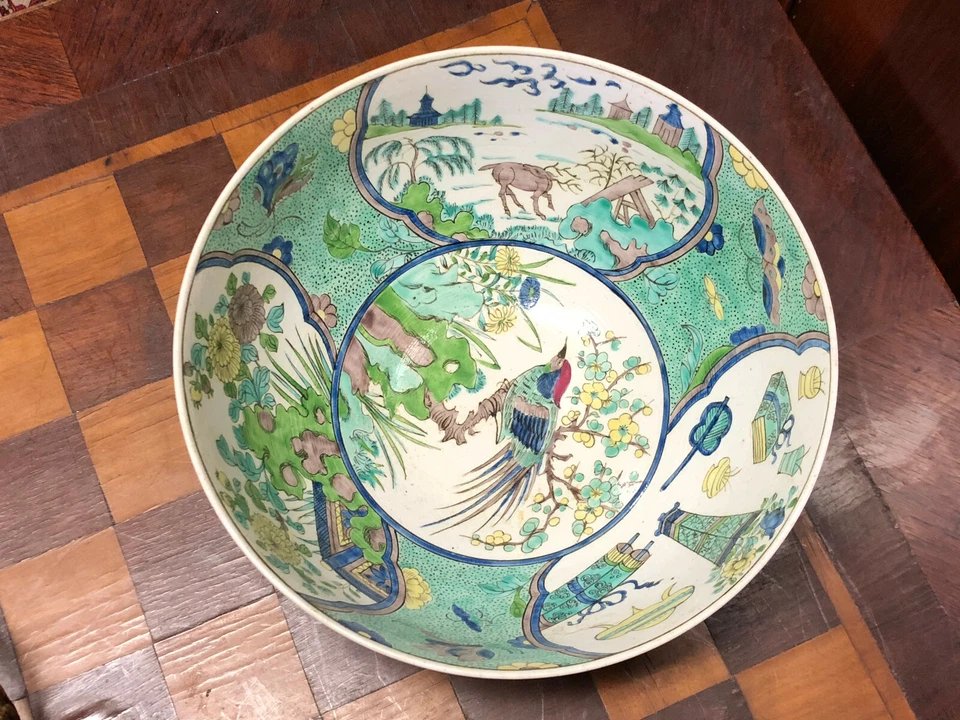 Coupe Porcelaine de Chine Famille Verte Wangsai Emaux sur Couverte Monture Bronze XIXe -photo-1