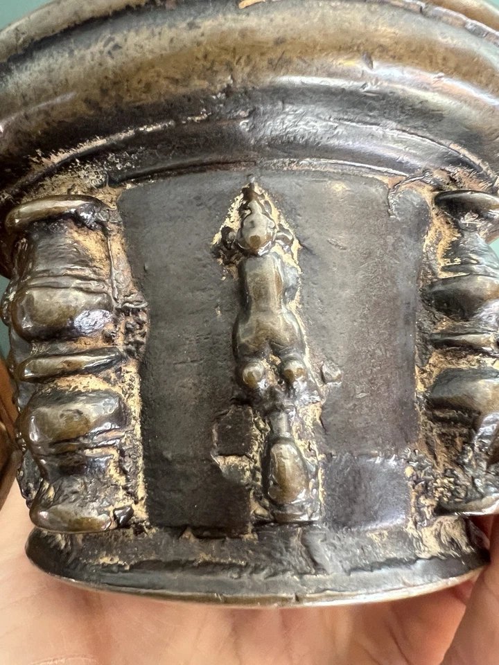 Mortier d'Apothicaire ou de Maison Bronze XVIe siècle Décor de Balustres Torses de Femmes Nues-photo-3