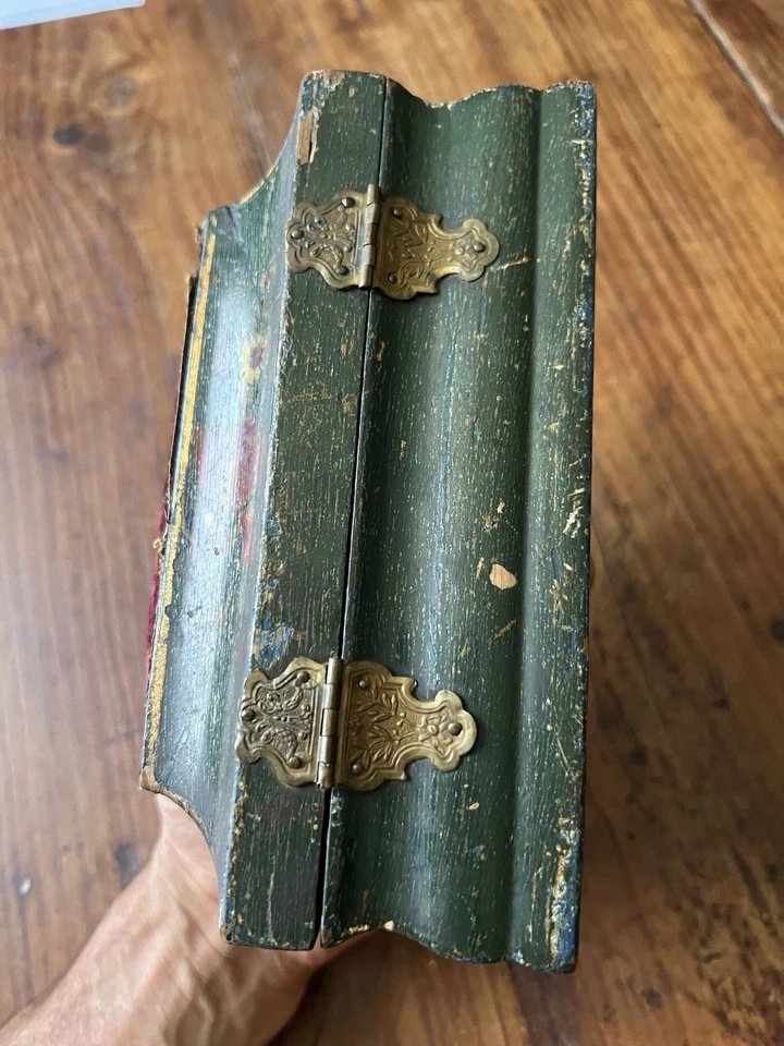 18th-century Painted Wooden Sewing Box With Doves—wedding Gift-photo-4