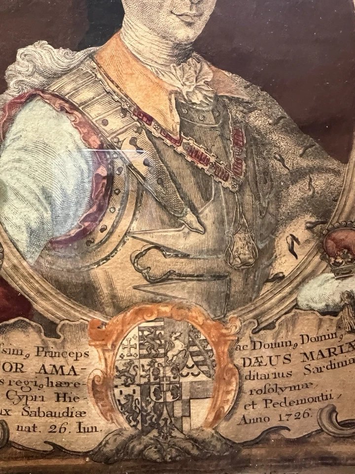 Portrait Prince Victor Amedée III Roi de Piémont Sardaigne XVIIIe siècle Gravure H.Sperling-photo-3