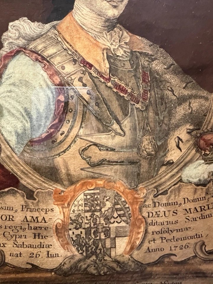 Portrait Prince Victor Amedée III Roi de Piémont Sardaigne XVIIIe siècle Gravure H.Sperling-photo-4