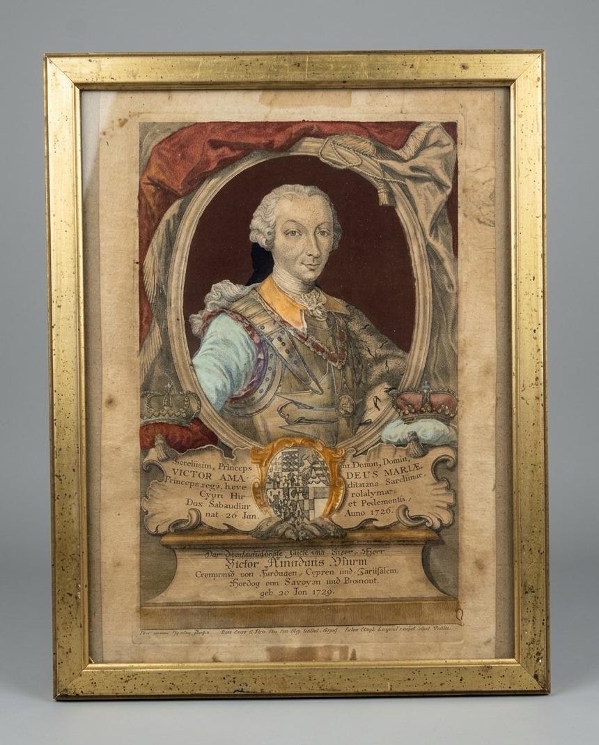 Portrait Prince Victor Amedée III Roi de Piémont Sardaigne XVIIIe siècle Gravure H.Sperling