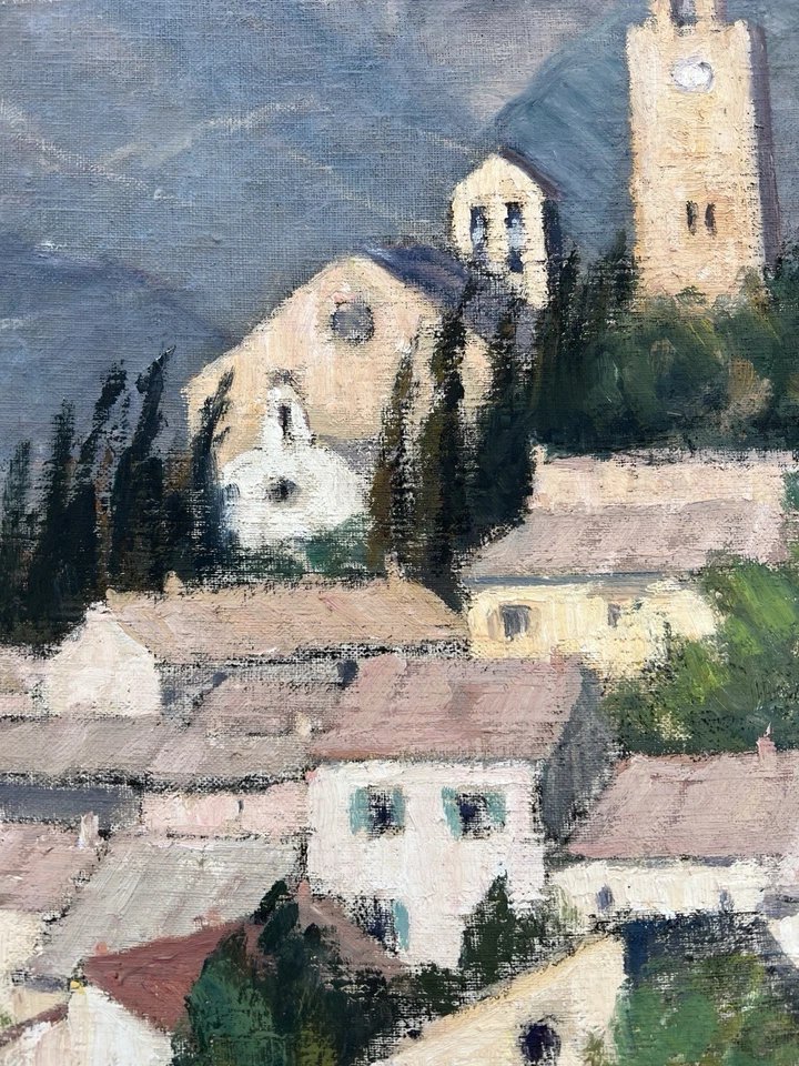 Marie Anne ICHANSON "Valréas en Provence" Comtat Venaissin Vaucluse Huile Toile XX-photo-2