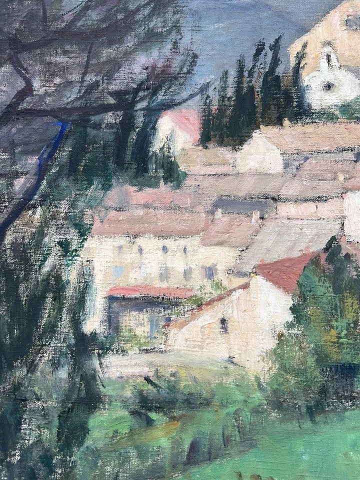 Marie Anne ICHANSON "Valréas en Provence" Comtat Venaissin Vaucluse Huile Toile XX-photo-3