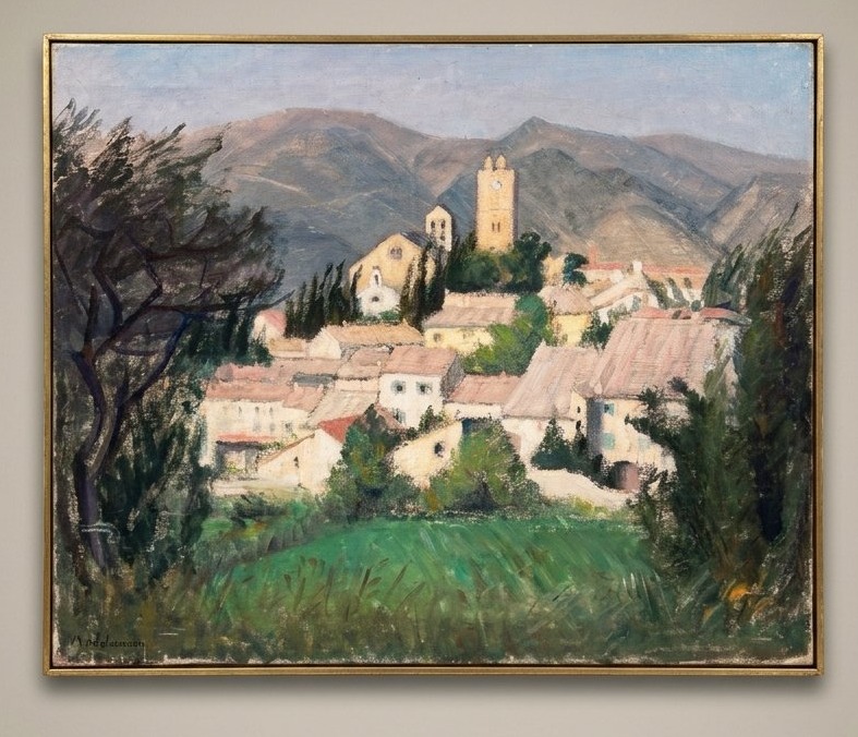 Marie Anne ICHANSON "Valréas en Provence" Comtat Venaissin Vaucluse Huile Toile XX