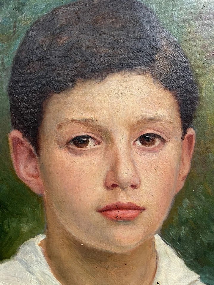 André Guers, “portrait Of Edmond,” La Bastide-pradines, Aveyron, Oil On Canvas, 20th Century -photo-2