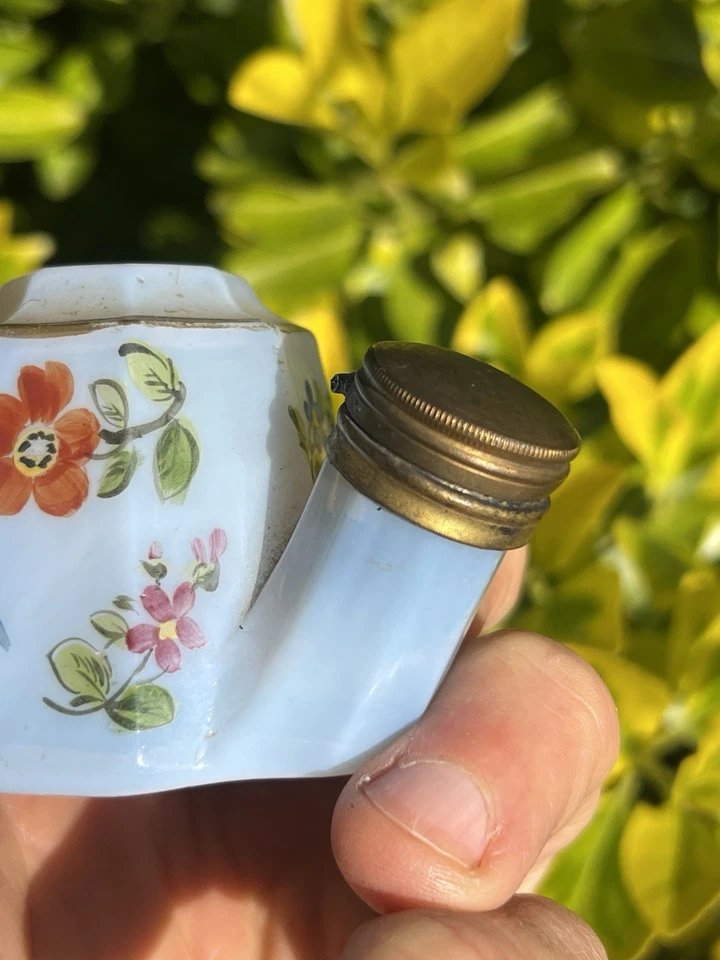 19th-century Enameled Siphon-style Glass Inkwell—writing Desk Accessory -photo-2