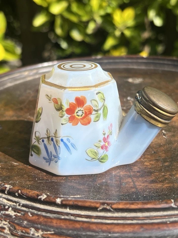 19th-century Enameled Siphon-style Glass Inkwell—writing Desk Accessory -photo-4