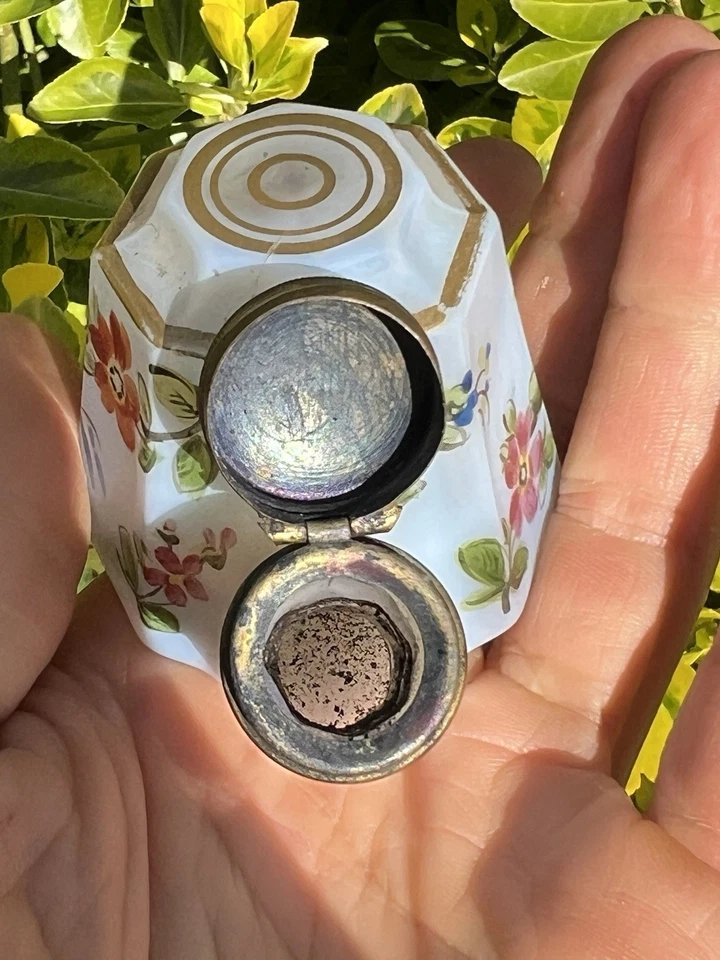 19th-century Enameled Siphon-style Glass Inkwell—writing Desk Accessory -photo-2