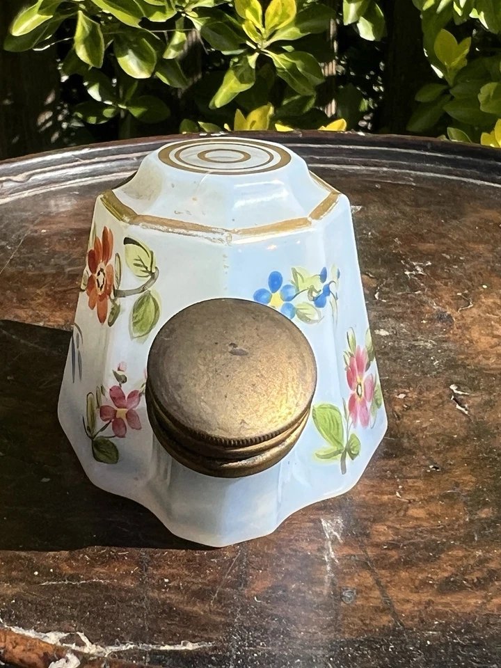 19th-century Enameled Siphon-style Glass Inkwell—writing Desk Accessory -photo-4