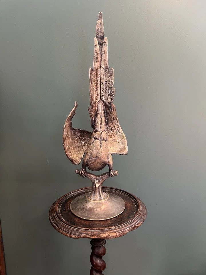 19th-century Silver-plated Bronze Parrot—decorative Figurine-photo-3