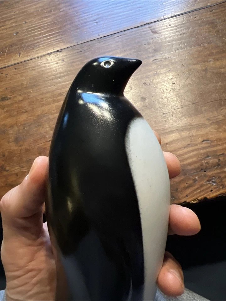 Statuette de Pingouin Manchot Céramique XXe Art Déco Sculpture Animalière-photo-2