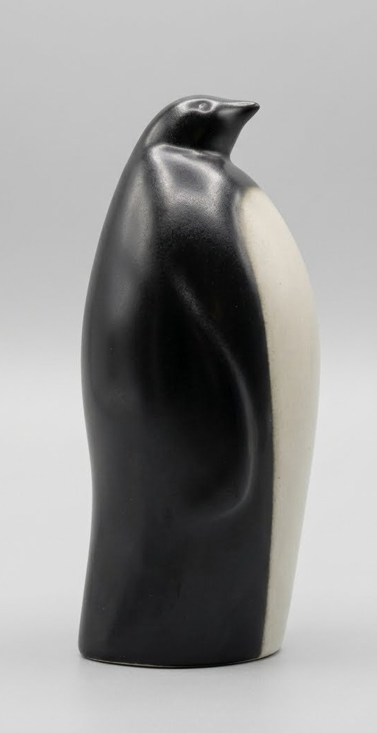 Statuette de Pingouin Manchot Céramique XXe Art Déco Sculpture Animalière