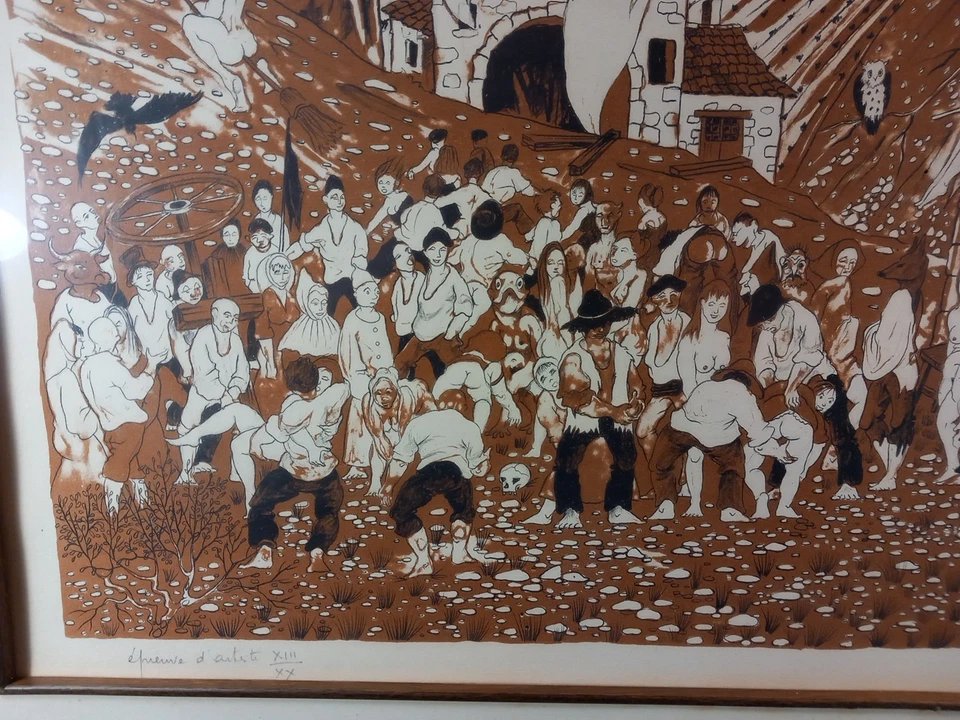 Max Savy, The Witches' Sabbath (albi, Tarn / Carcassonne, Aude), 20th-century Lithograph-photo-2