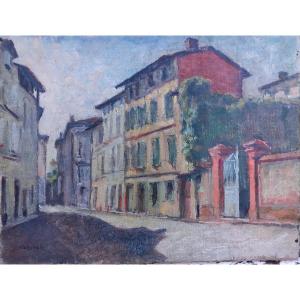 Gaillac Tarn Place Rue Emilie De Vialard Tarn School 20th Century Oil On Canvas Maurice Gayral