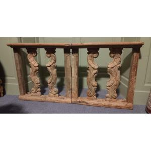 Table De Communion Eglise Chapelle XVIIIe Siècle Baroque Bois Sculpté Peint Catholique 