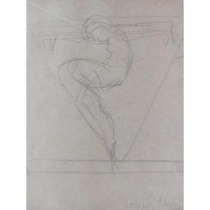 Joseph Beuys (1921-1986) Etude Christ Et Nu Féminin Dessin Mine Plomb Crayon Sur Papier XXe 