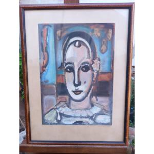 Georges Rouault "Pierrot" Eau-forte et aquatinte 1950 Numérotée Roger Lacourière Graveur
