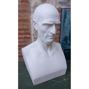 Auguste Baussan, Bust Of A Notable From Montpellier, Hérault, Signed And Dated 1856, Plaster 