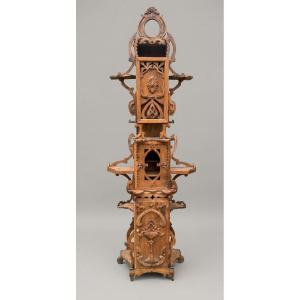 Meuble de Présentation En Bois de Caisses Sculpté Travail d'Art Populaire XXe Siècle