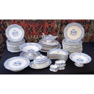 Service de Table Armorié Blason Couronne Comtale Faience de Gien XIXe Siècle Noblesse