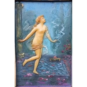 Louise BAFFET Cire Sculptée Art Nouveau Représentant une Vestale 1900 Style Nouille