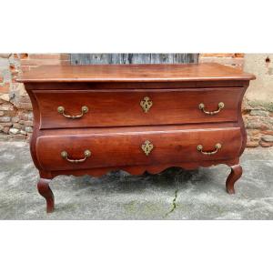 Commode Sauteuse Dite Castraise Merisier Garnitures Bronze XVIIIe Siècle Castres Tarn