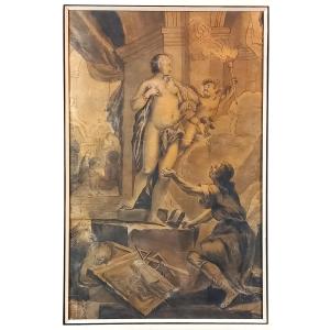 Pygmalion And Galatea, 18th-century Drawing, Circle Or Follower Of François Boucher
