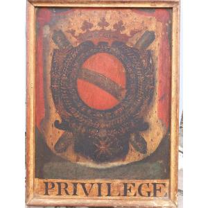Panel Painted With The Coat Of Arms Of The Maréchal Duc De Noailles, Governor Of Roussillon 18th Century