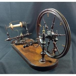 Antique Louis XV-era Silk Spool Wheel, Gilded Bronze And Turned Mahogany, With A 