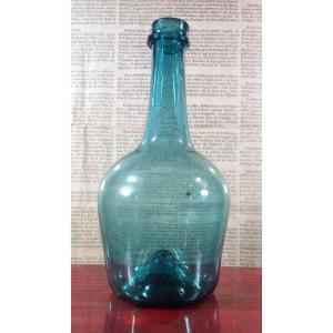 Glass Bottle From Grésigne (tarn), Blue-green, 18th Century
