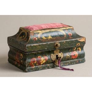 Boite à Couture Bois Peint Colombes Cadeau Mariage XVIIIe siècle