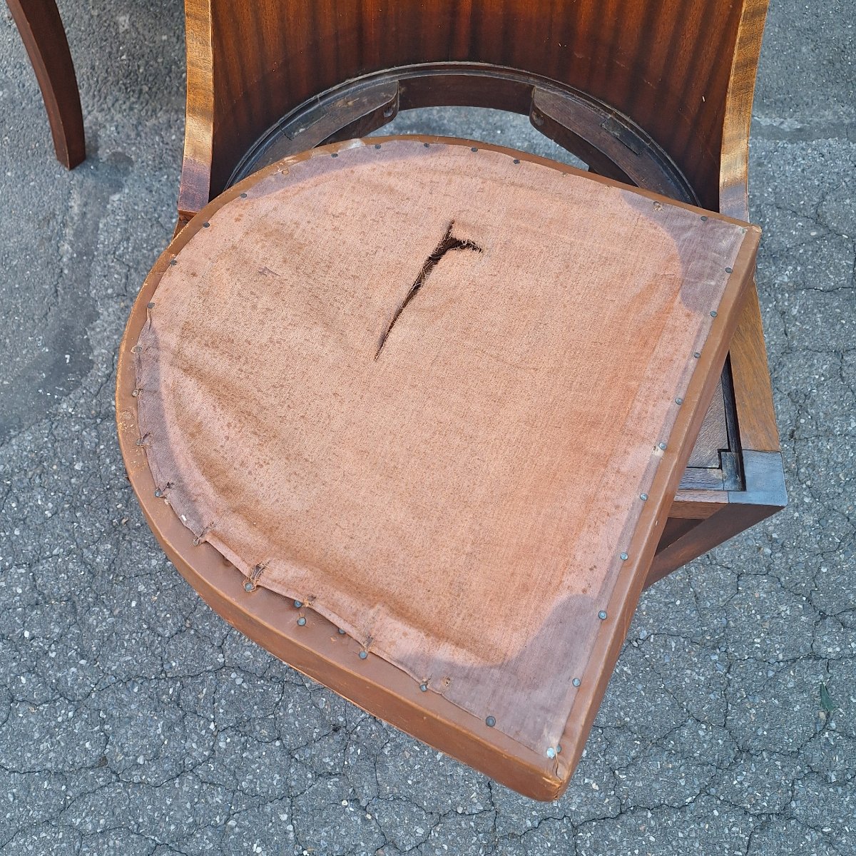 Set Of 6 Art Deco Chairs — Rosewood With Original Leather Seats — France, Circa 1930-photo-5