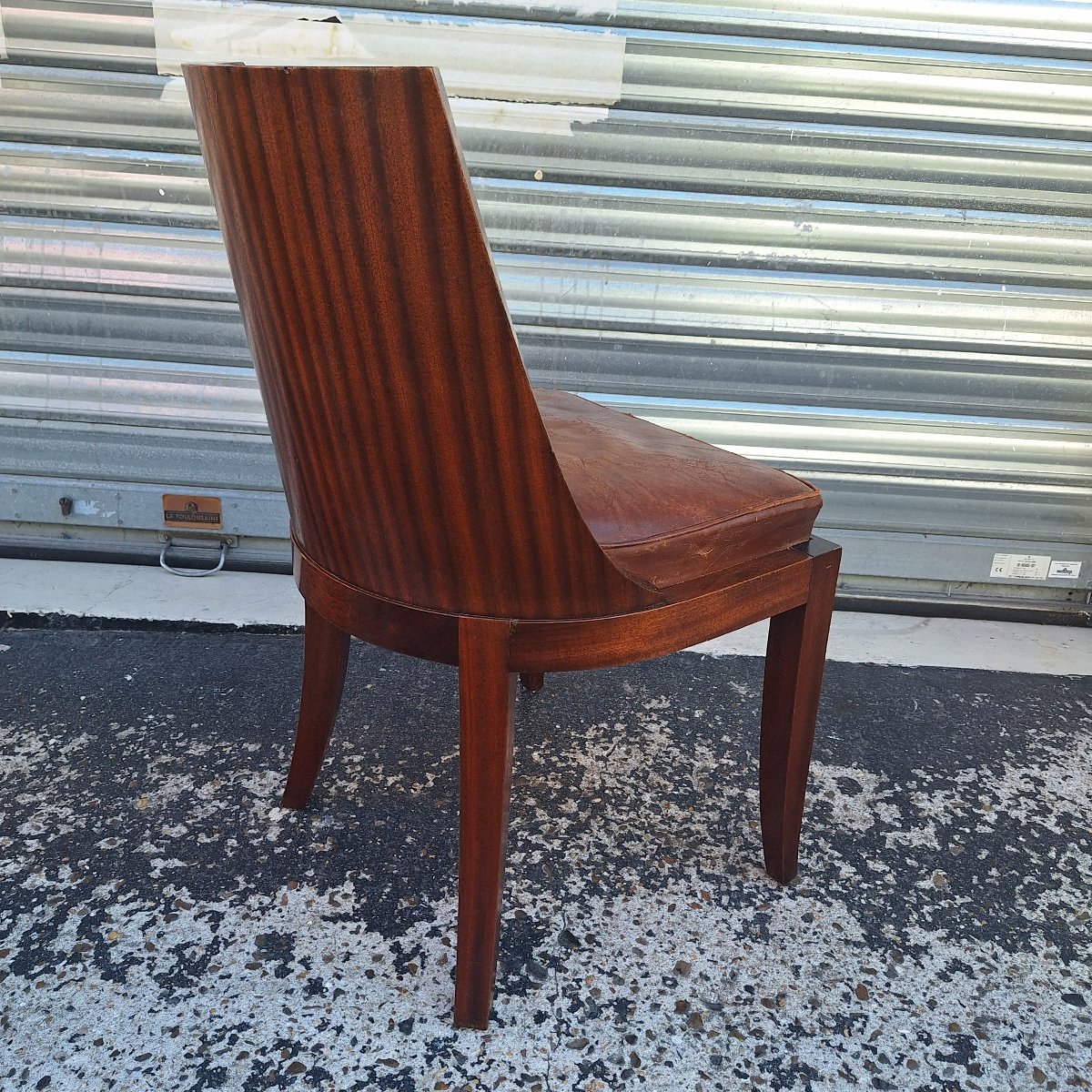 Set Of 6 Art Deco Chairs — Rosewood With Original Leather Seats — France, Circa 1930-photo-7
