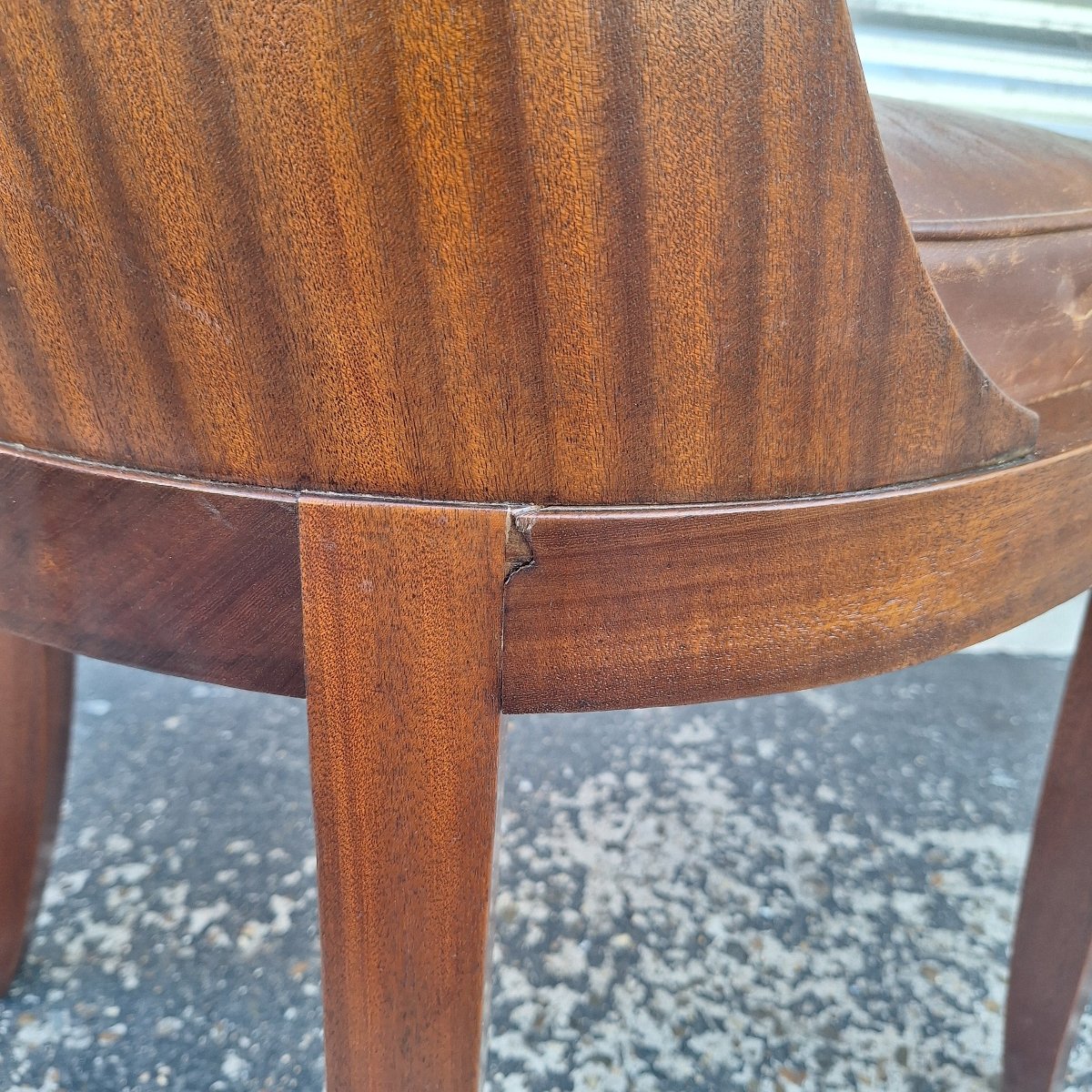 Set Of 6 Art Deco Chairs — Rosewood With Original Leather Seats — France, Circa 1930-photo-8