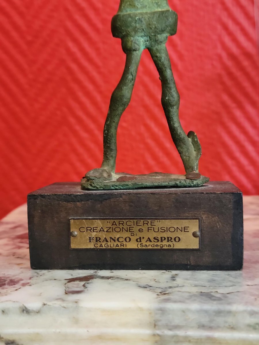 Franco d'Aspro (1911–1995)—"arciere," Bronze Statuette With An Excavated Patina, Circa 1950.-photo-2