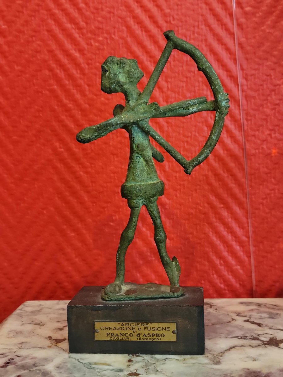 Franco d'Aspro (1911–1995)—"arciere," Bronze Statuette With An Excavated Patina, Circa 1950.-photo-2