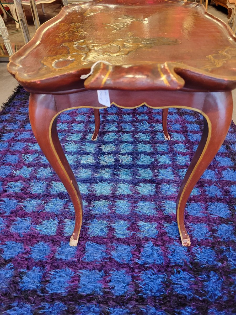 Living Room Tea Table With Two Handles, Featuring Japanese-style Decoration—made Of Light Wood, Late 19th Century-photo-1