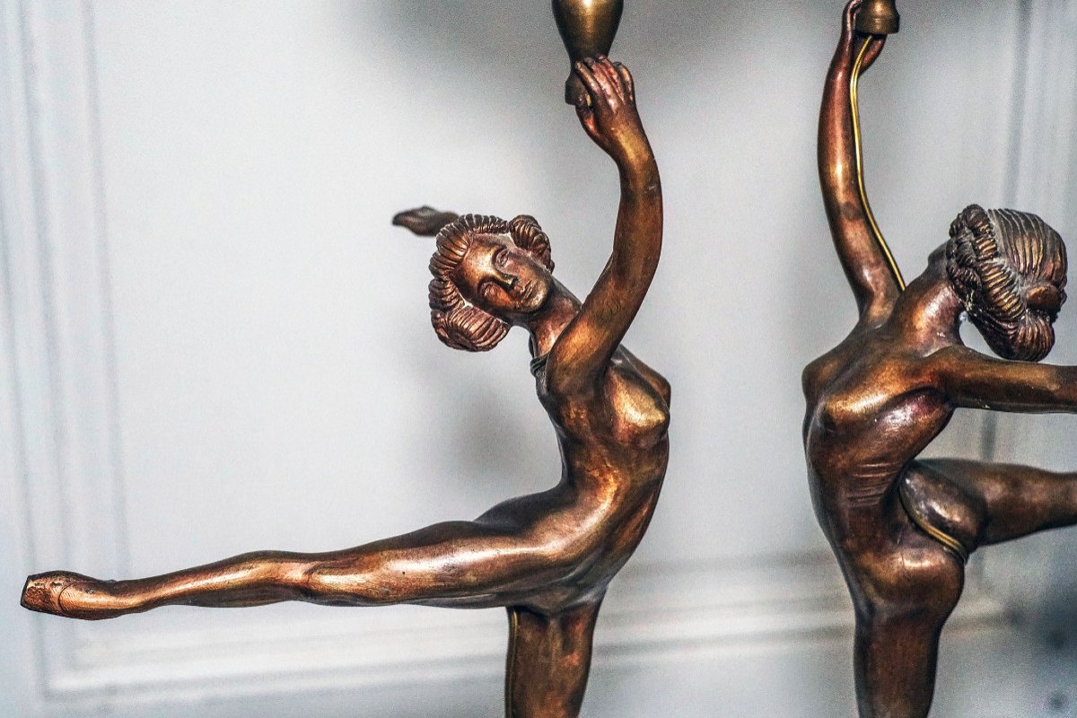 Pair Of Art Deco Naked Women Lamps-photo-1