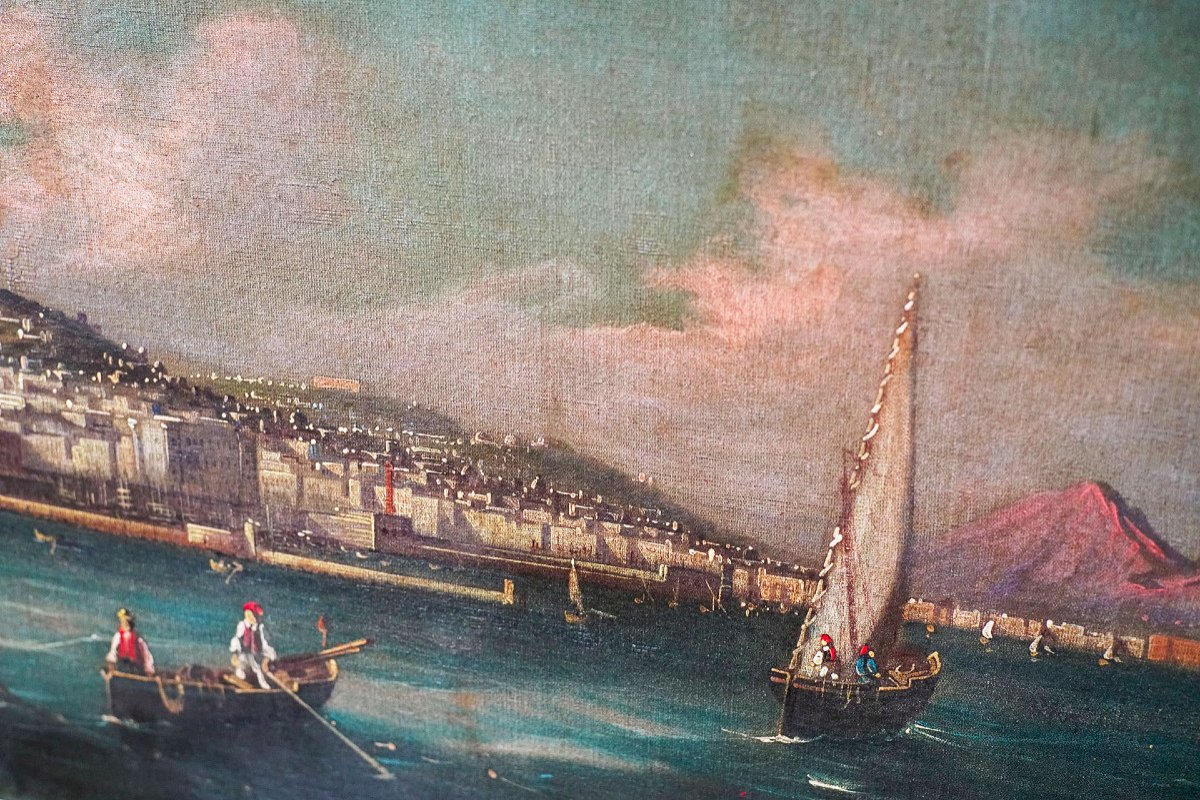 Bay Of Naples, 19th, Anonymous, Pair Of Oils On Canvas -photo-2
