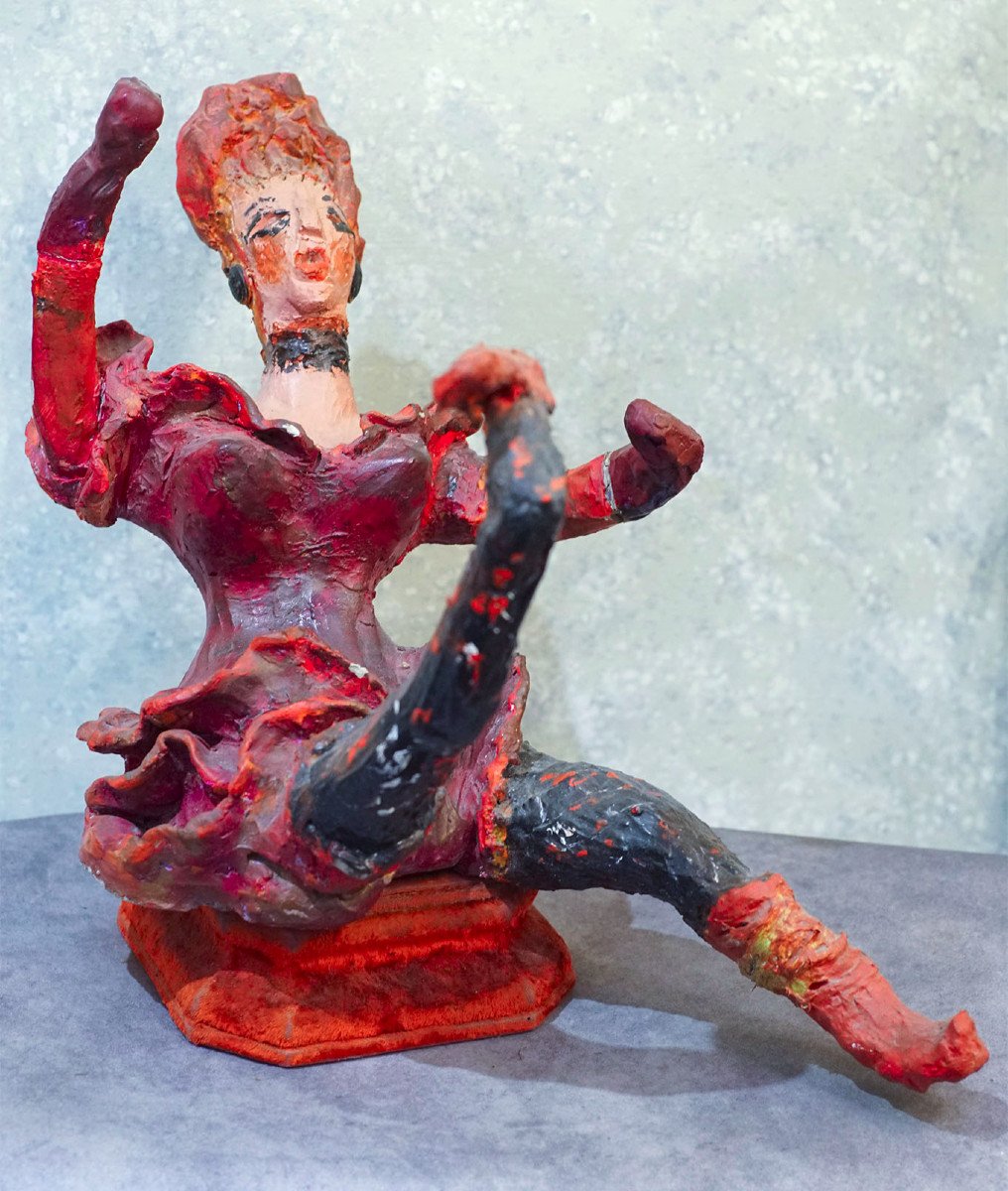 La Goulue Sculpture Ciment Polychrome