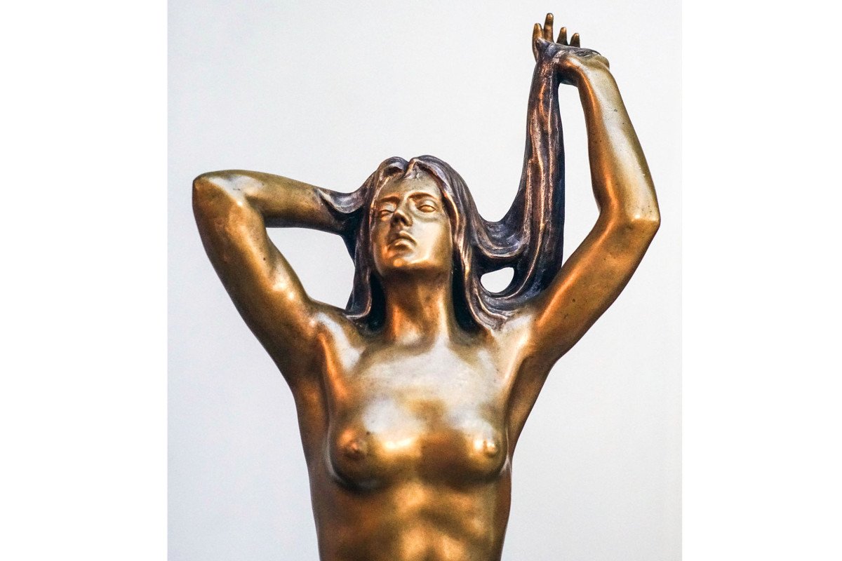 Arthur Puyt, Bronze Sculpture, Art Deco Bather -photo-1