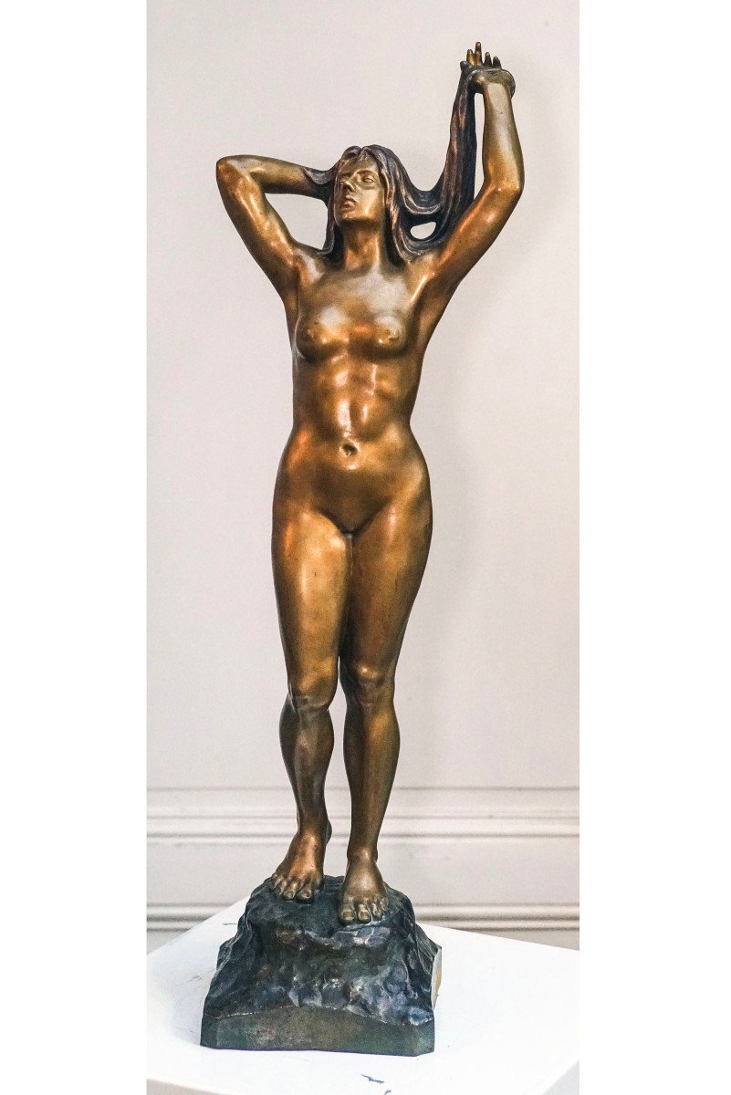 Arthur Puyt, Bronze Sculpture, Art Deco Bather 