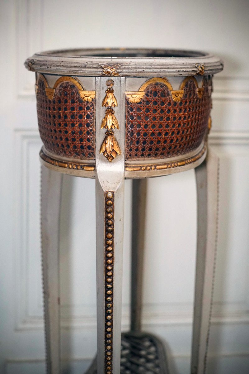 Importante Jardinière Bois Cannée Style Louis XVI-photo-2
