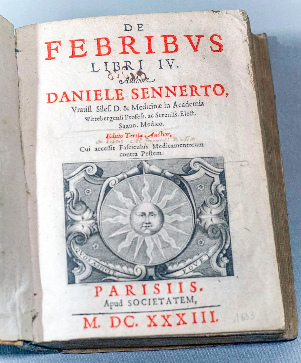 From Febribus Libri Iv. Author Daniele Sennerto - Daniel Sennert - Ed 1633