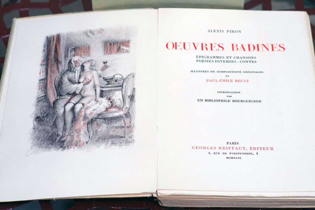 Curiosa :  "OEUVRES BADINES" d'Alexis PIRON, compositions originales Paul-Émile BÉCAT-photo-6